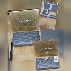 Michael Kors Silver and Gold Wristlet